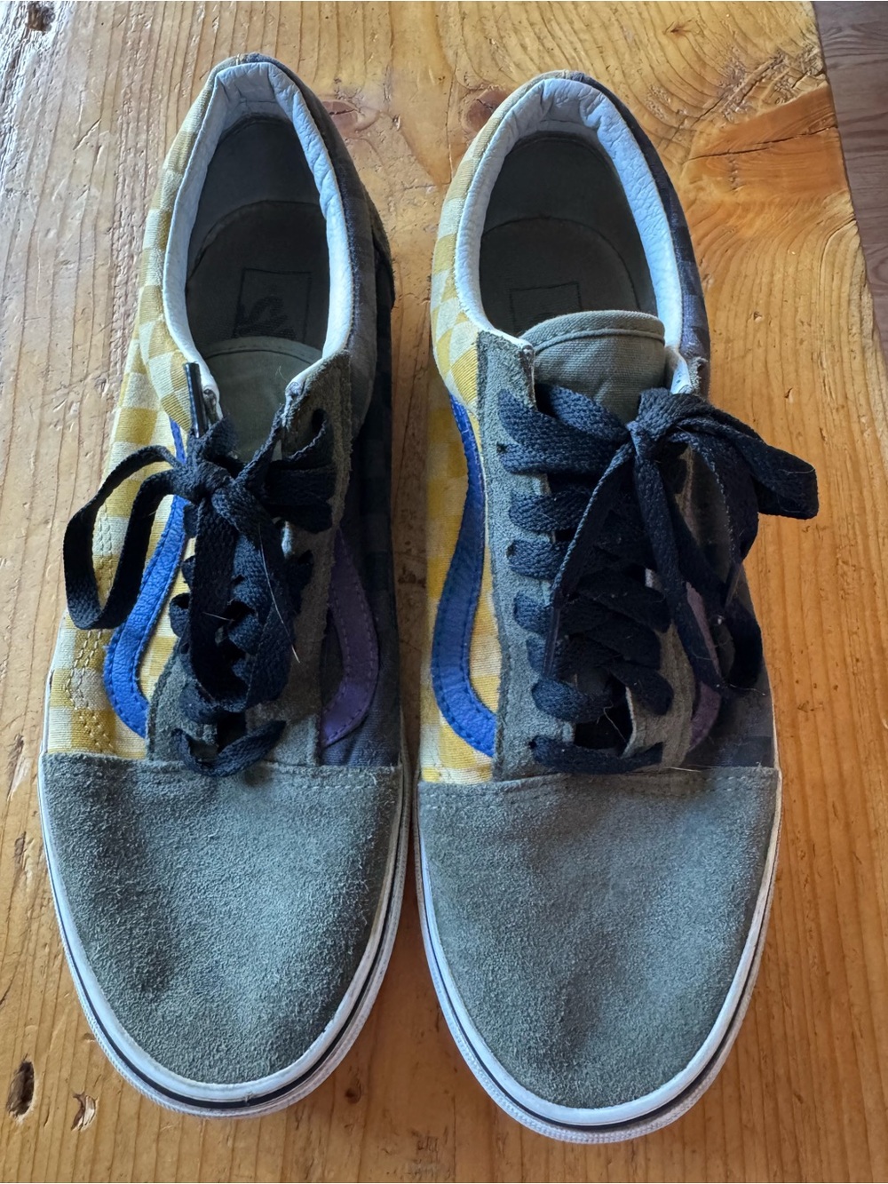 Men’s Vans Olive, Yellow & Blue Low-Top Suede Canvas Sneakers Size 10